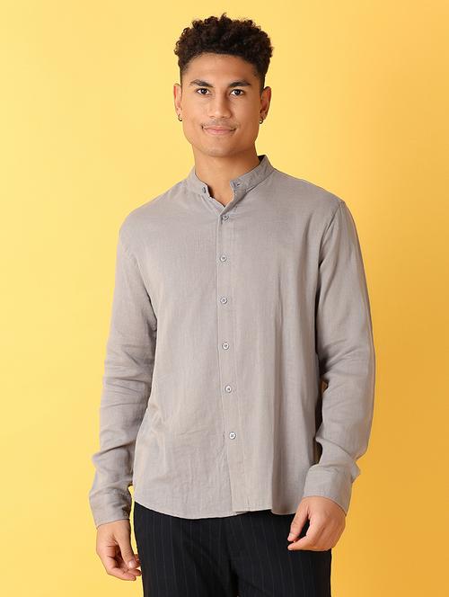 men solid long sleeve casual shirt - 21372215 - Standard Image - 0