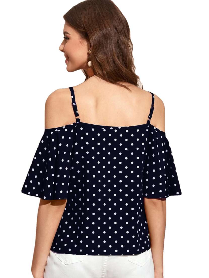 women navy blue crepe regular top - 21374030 - Standard Image - 2