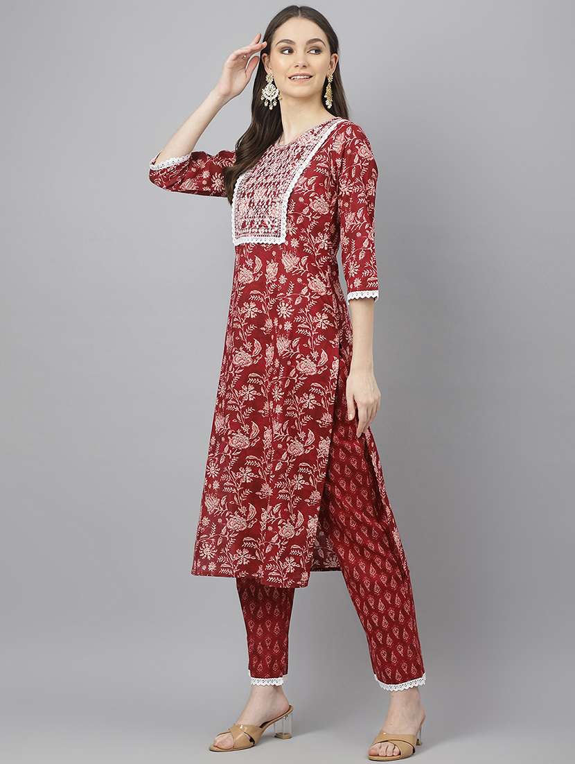 women three quarter sleeve kurta pant with dupatta set - 21374161 -  Standard Image - 2