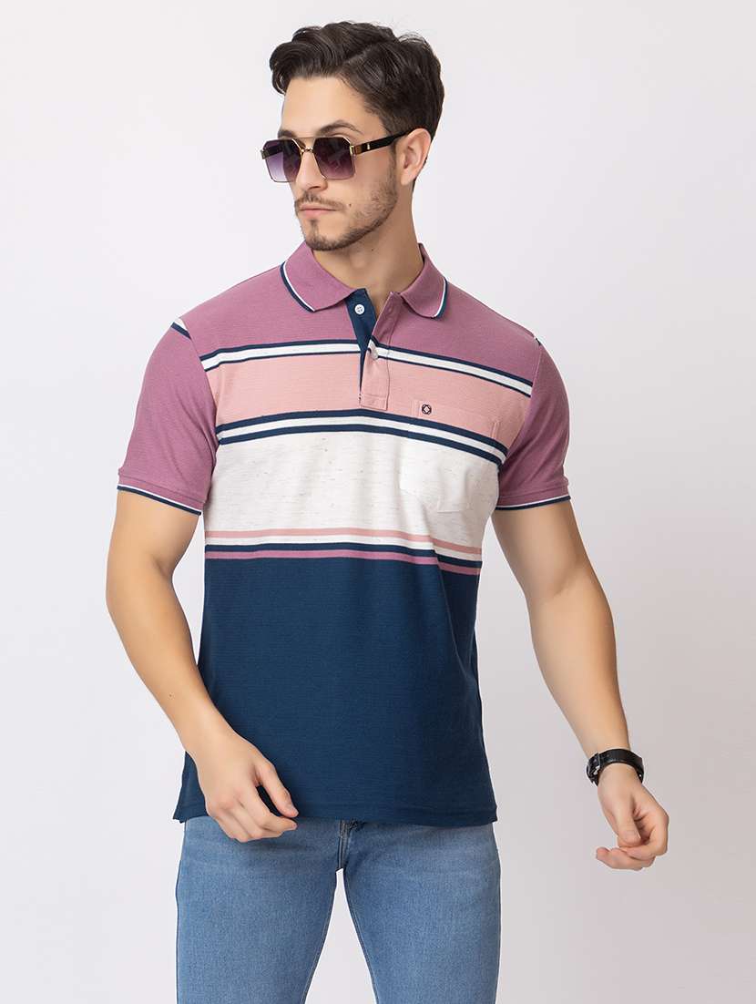 men polo neck color block t-shirt - 21374171 - Standard Image - 2