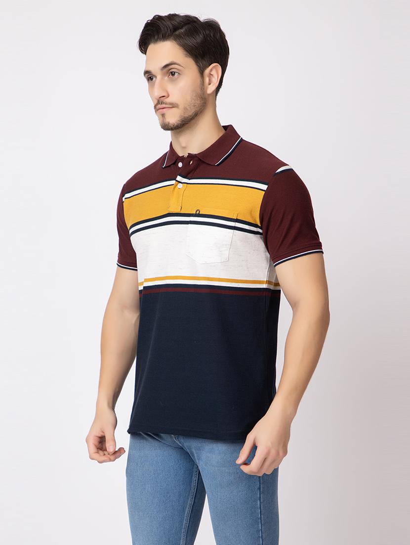 men polo neck color block t-shirt - 21374172 -  Zoom Image - 0