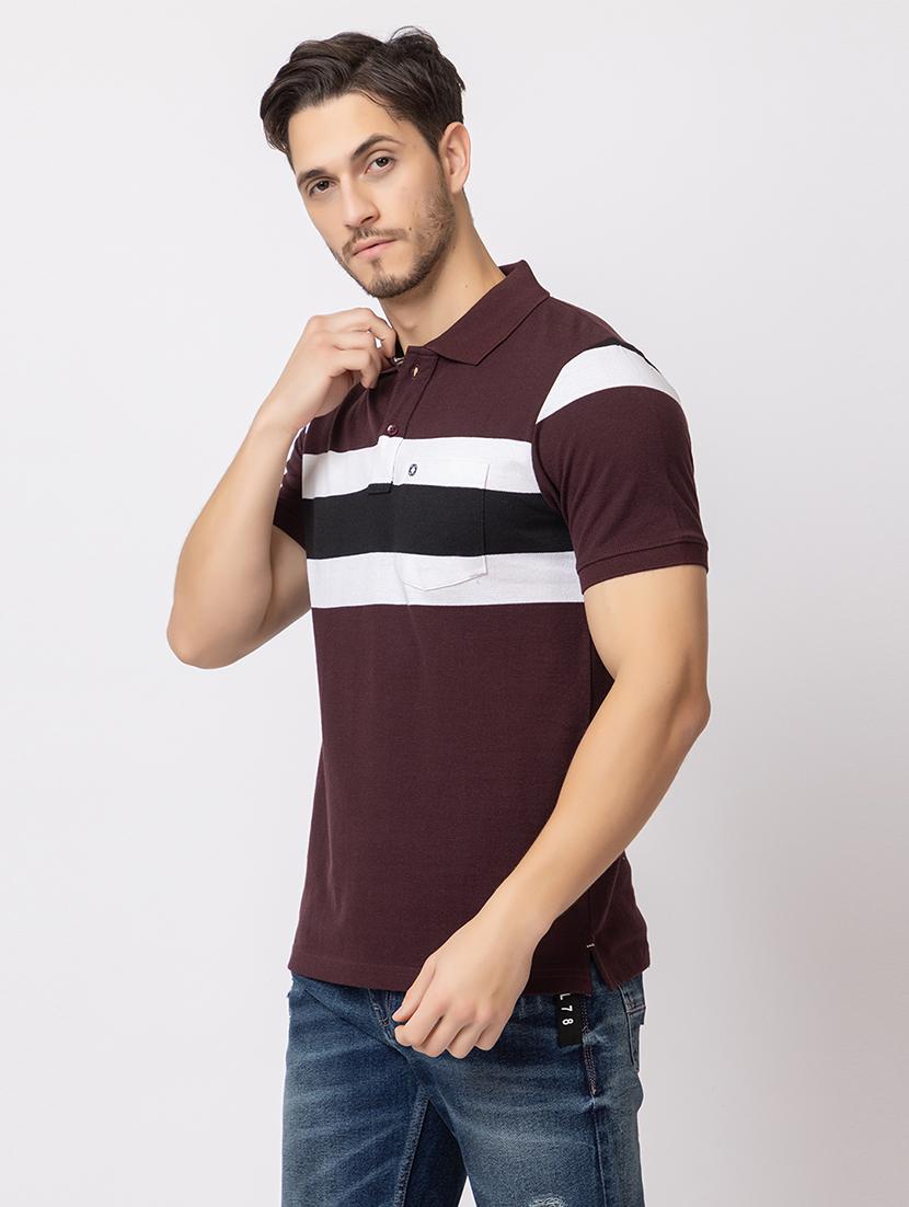 men polo neck color block t-shirt - 21374178 - Zoom Image - 0