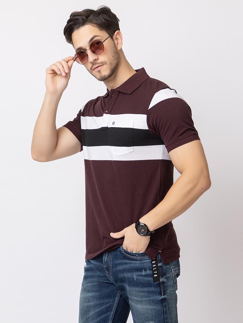 men polo neck color block t-shirt - 21374178 - Standard Image - 2