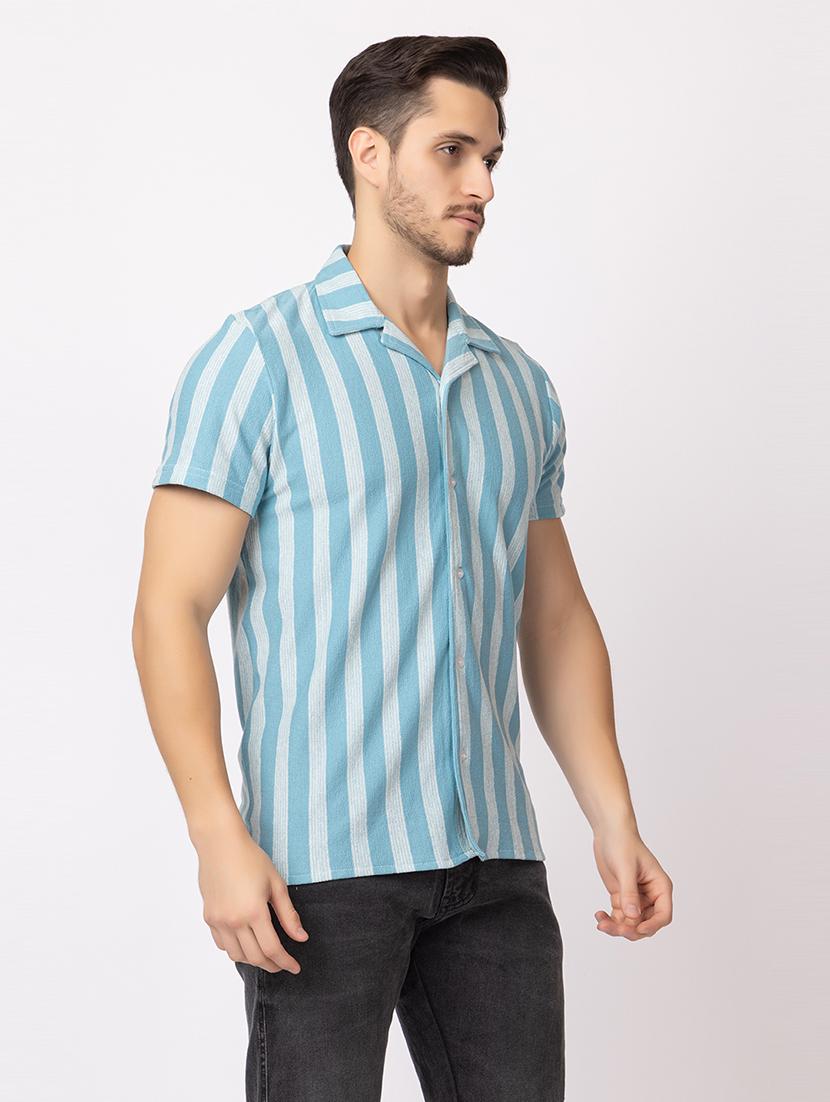 men stripes short sleeves casual shirt - 21374410 - Standard Image - 2