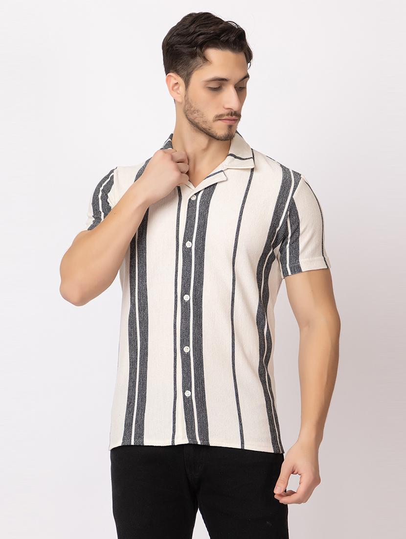 men stripes short sleeves casual shirt - 21374417 -  Zoom Image - 0