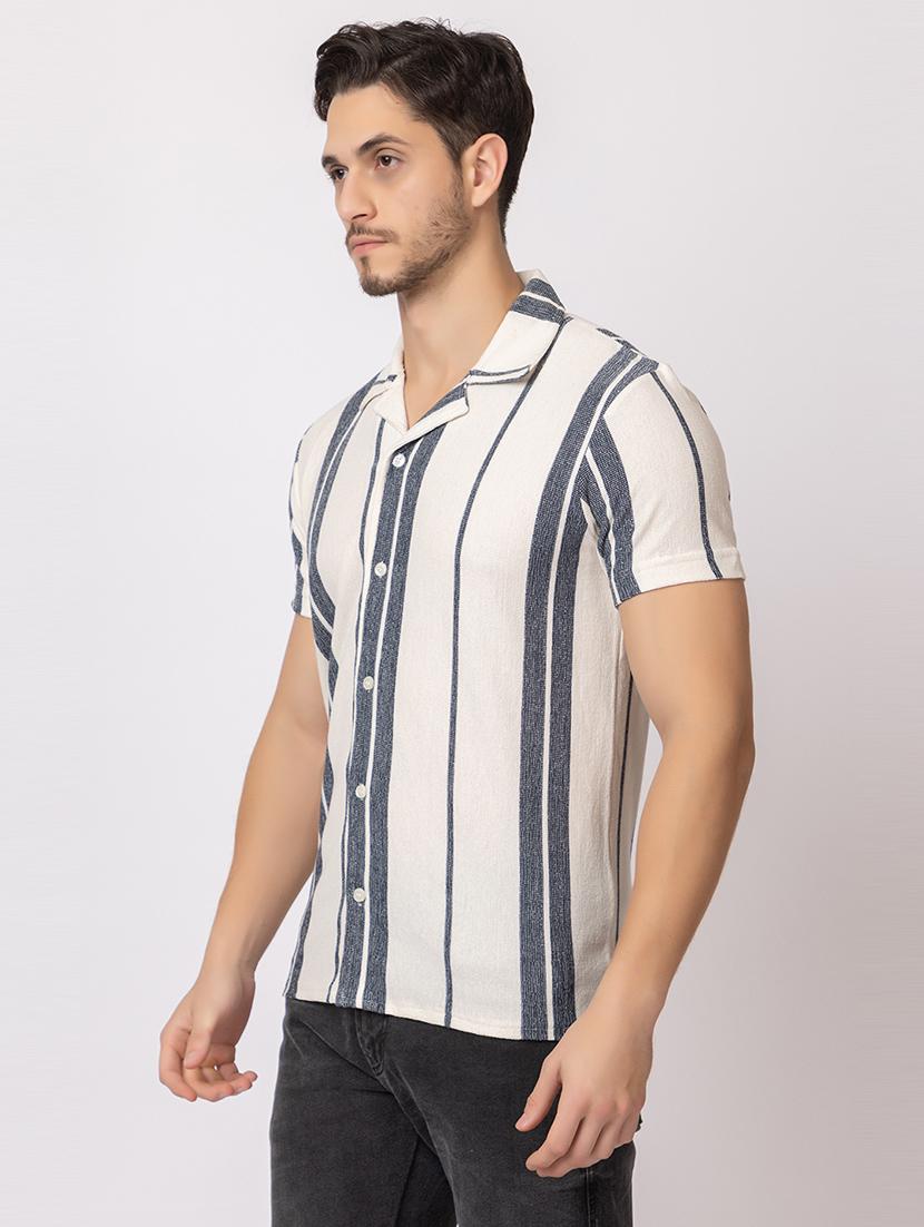 men stripes short sleeves casual shirt - 21374418 - Standard Image - 2