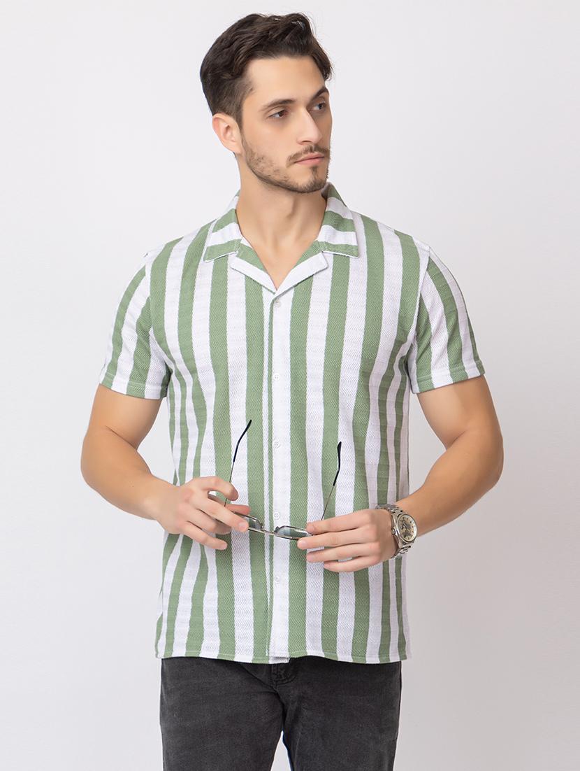 men stripes short sleeves casual shirt