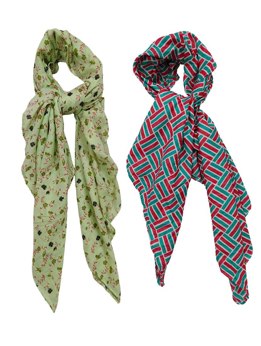 women pack of 2 printed scarves 