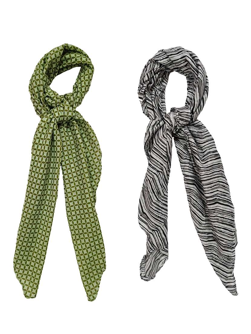 women pack of 2 printed scarves 
