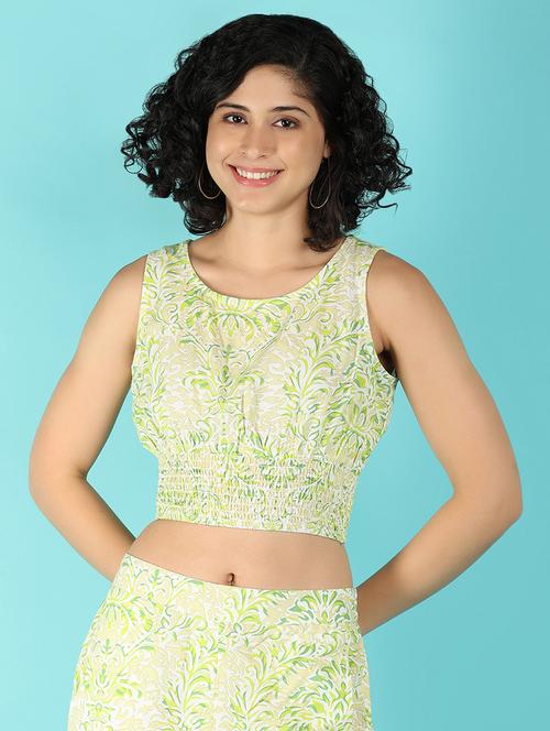 women scoop neck printed crop top - 21374602 - Standard Image - 0