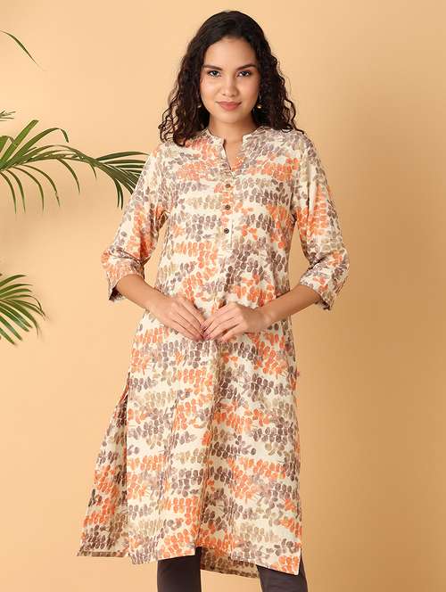 women off-white printed a-line kurta - 21374784 - Standard Image - 0