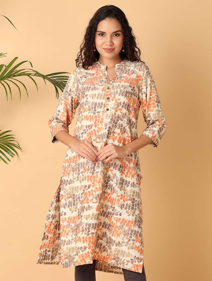 women off-white printed a-line kurta - 21374784 - Zoom Image - 0