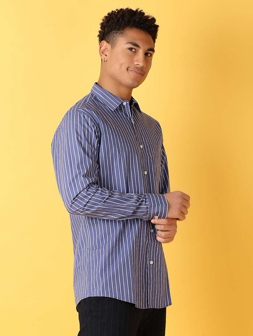 men long sleeved striped casual shirt - 21374801 -  Standard Image - 2