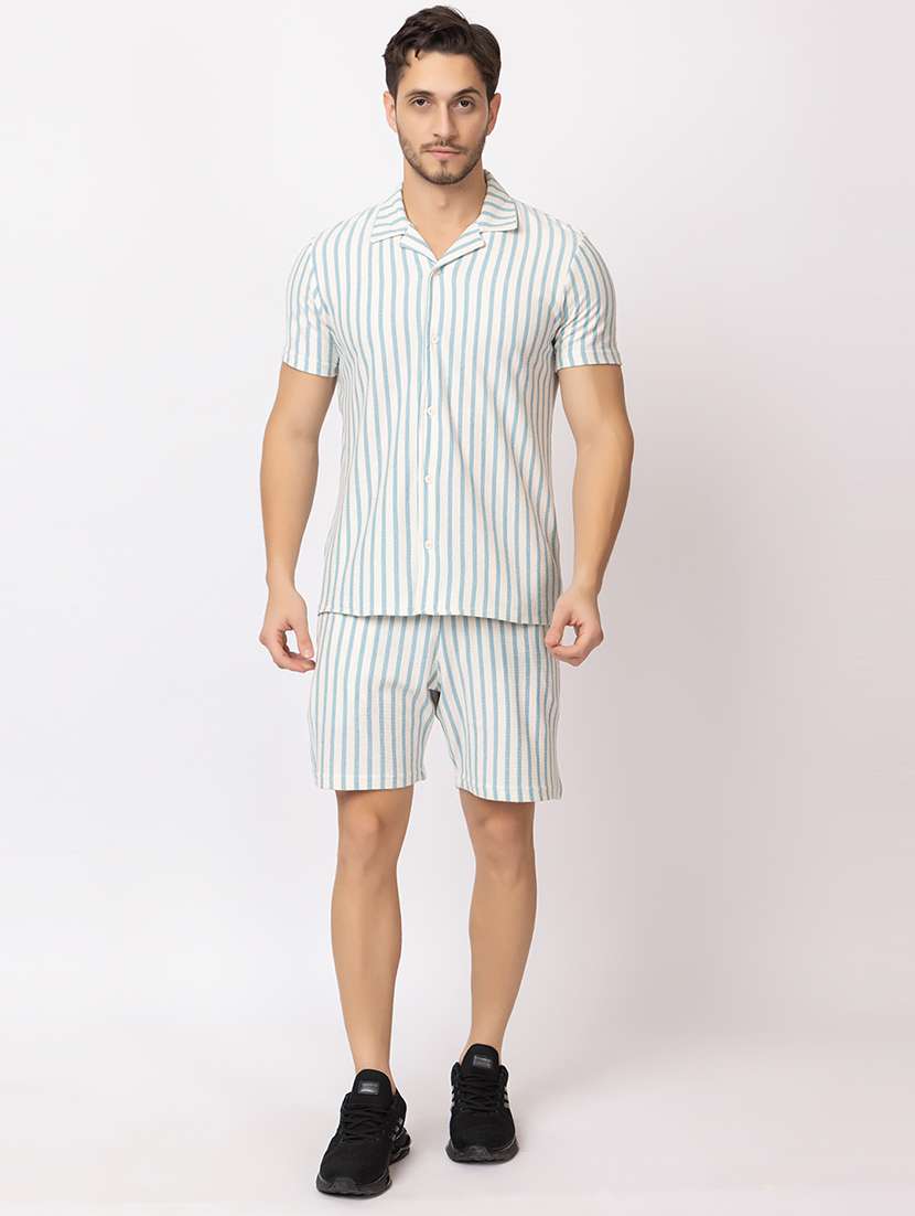 men striped cotton co-ord set