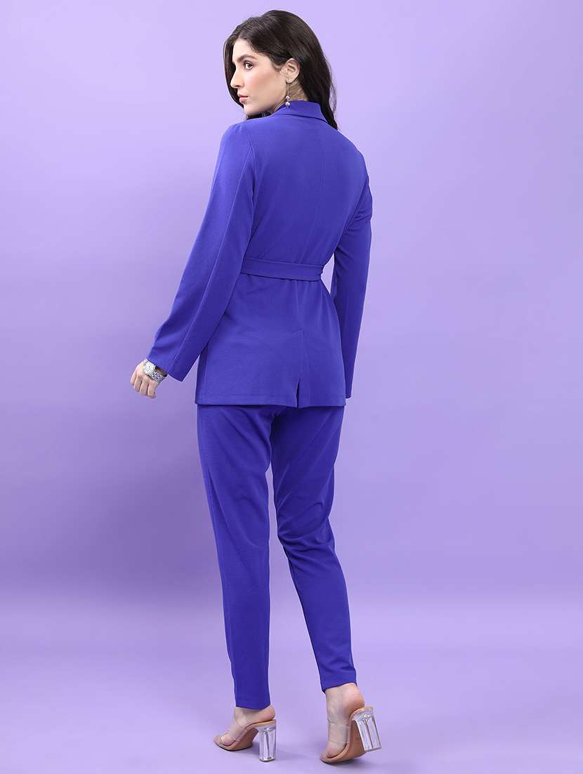 women solid blazer and trouser co-ord set - 21374918 -  Standard Image - 2