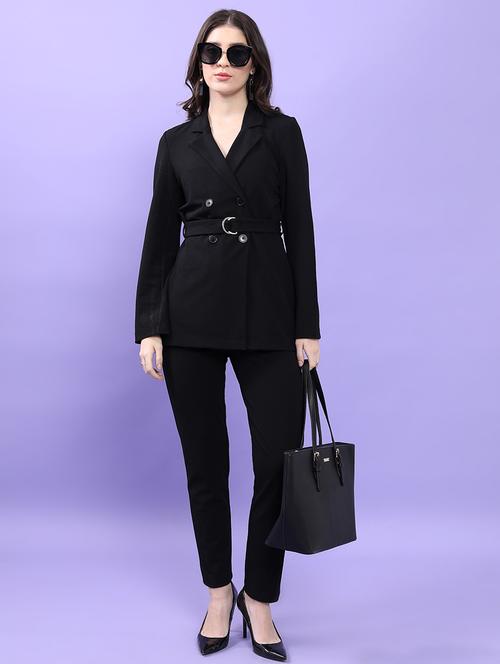 women solid blazer and trouser co-ord set - 21374919 - Standard Image - 0
