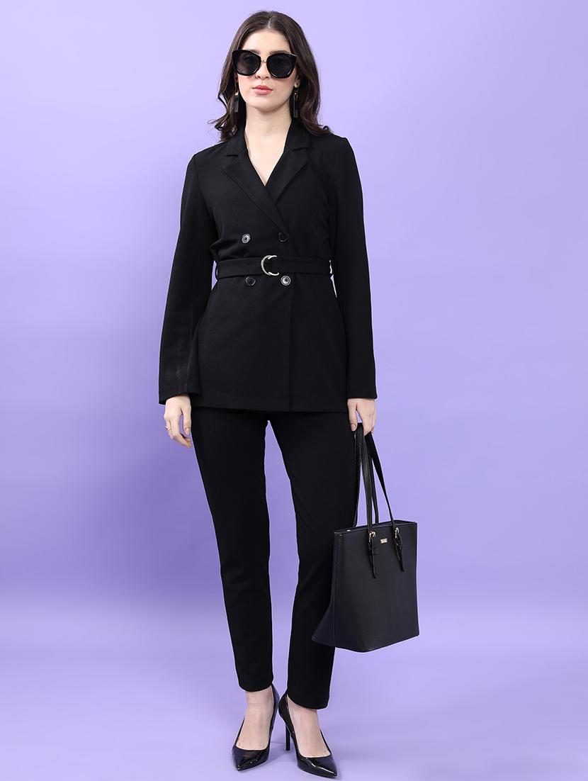 women solid blazer and trouser co-ord set - 21374919 - Zoom Image - 0