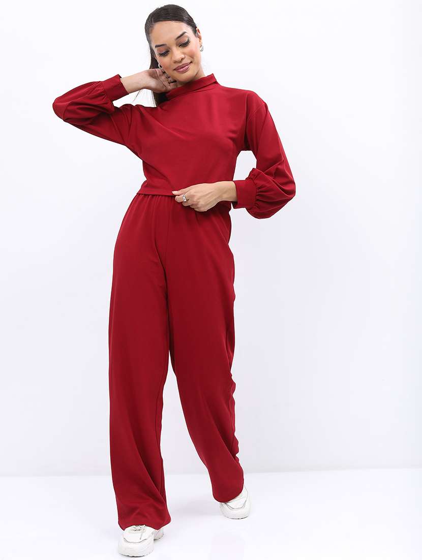 women solid active wear co-ord set