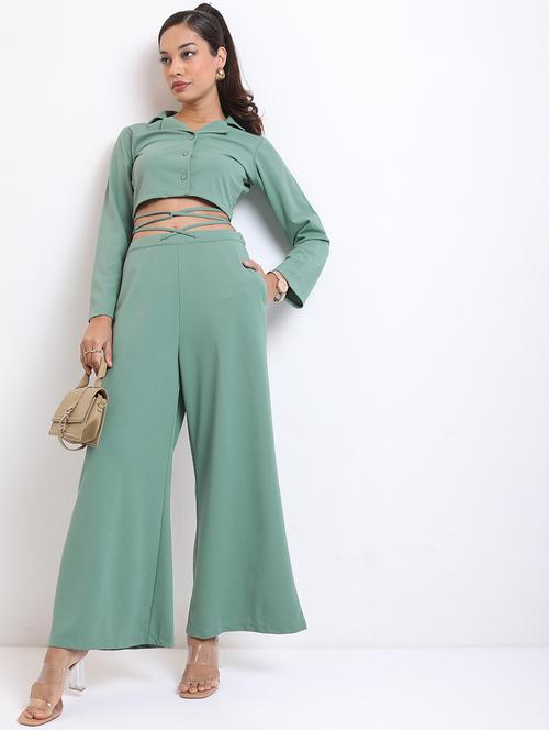 women solid top and palazzo co-ord set - 21374931 - Standard Image - 0