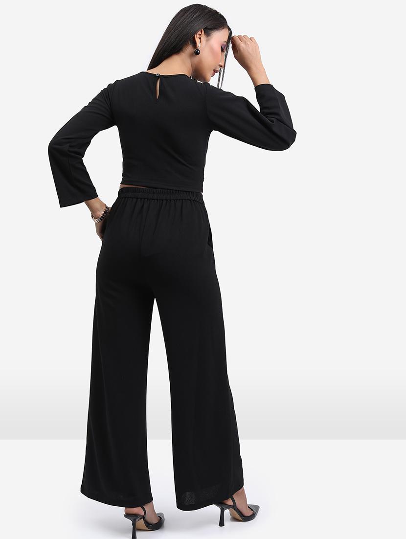 women solid top and trouser co-ord set - 21374939 - Standard Image - 2