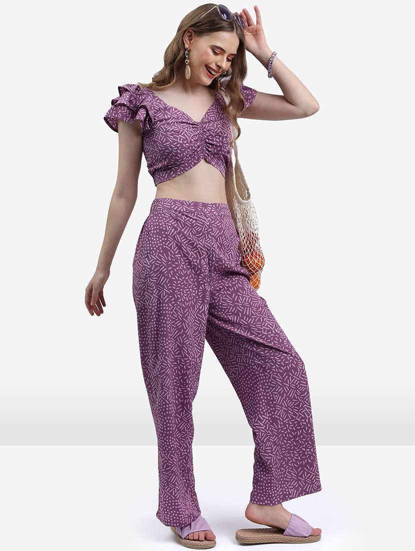 women printed top and trouser co-ord set