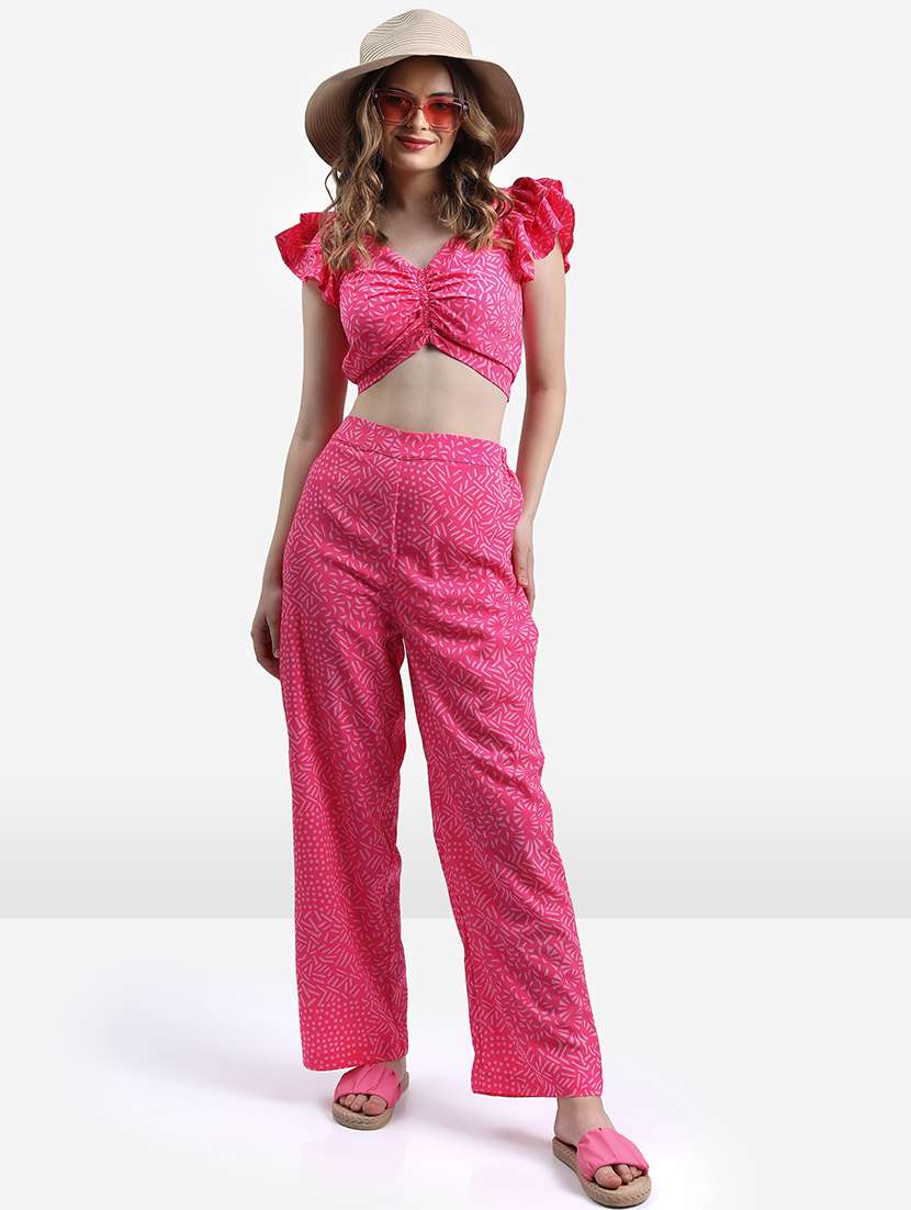 women printed top and trouser co-ord set