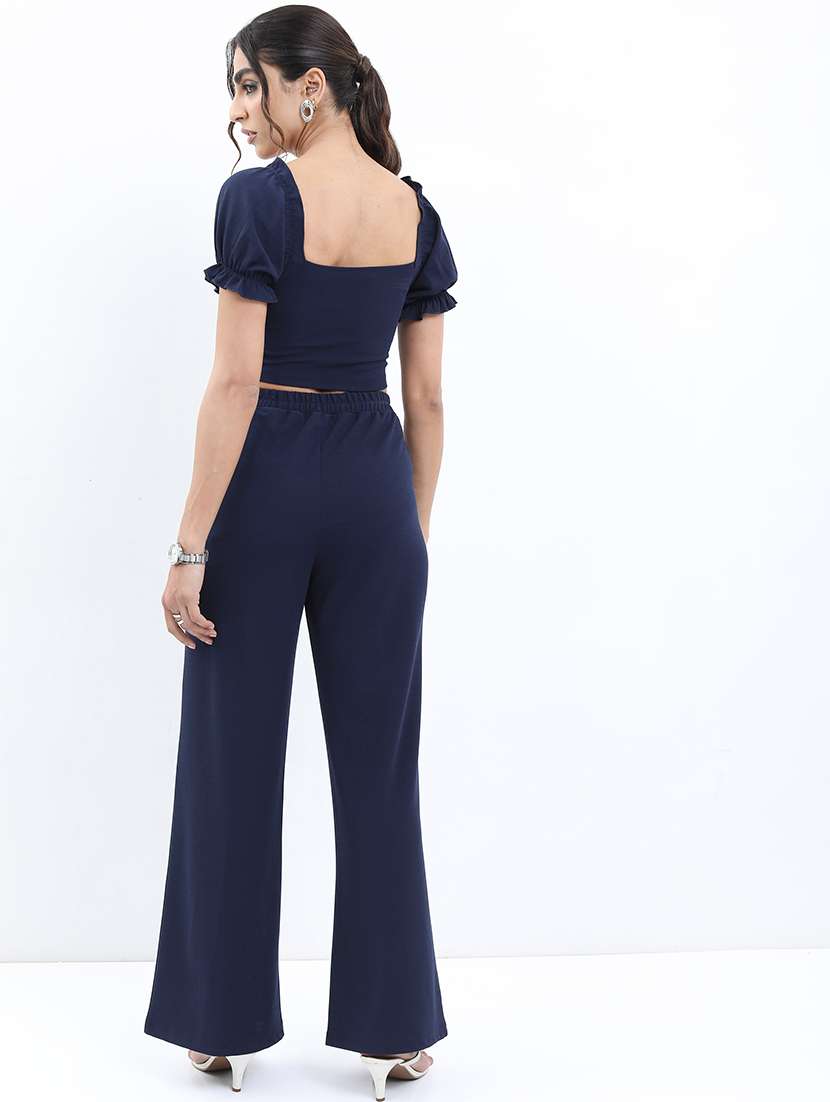 women solid top and trouser co-ord set - 21374950 -  Standard Image - 2