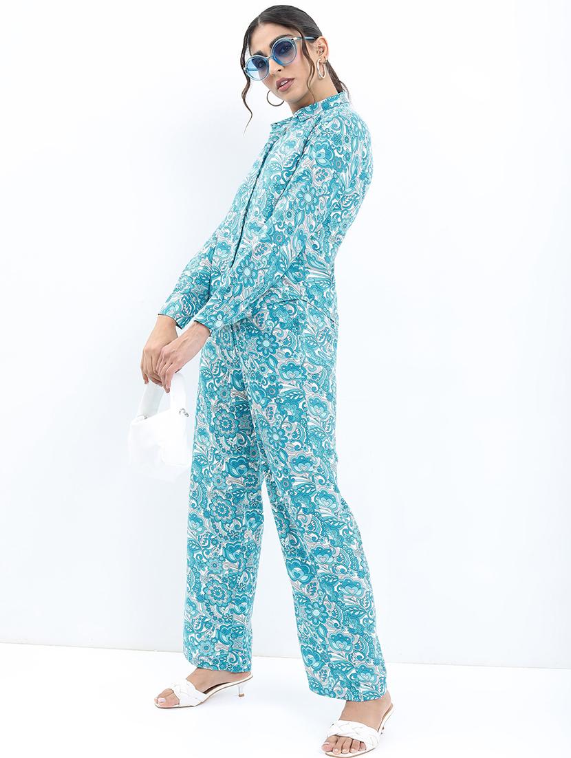 women printed shirt and trouser co-ord set - 21374961 - Standard Image - 2