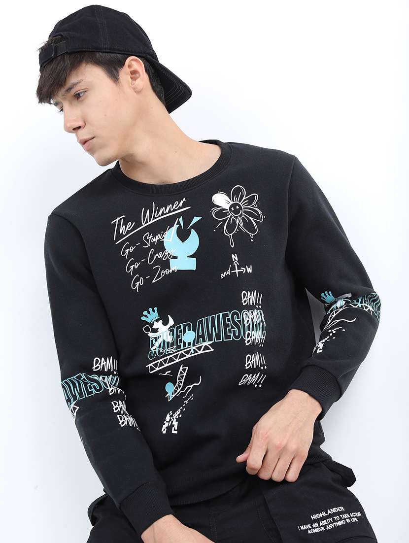 men front print round neck sweatshirt - 21374996 -  Standard Image - 2