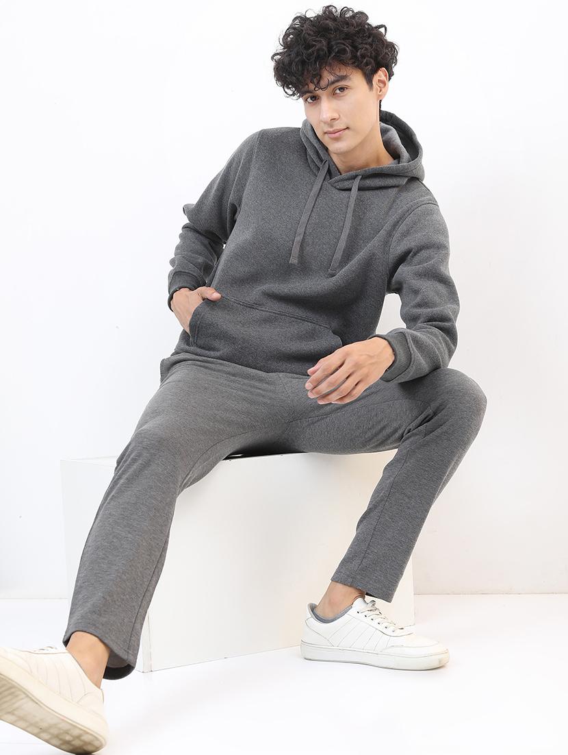 men solid hooded pullover sweatshirt - 21375011 - Standard Image - 2