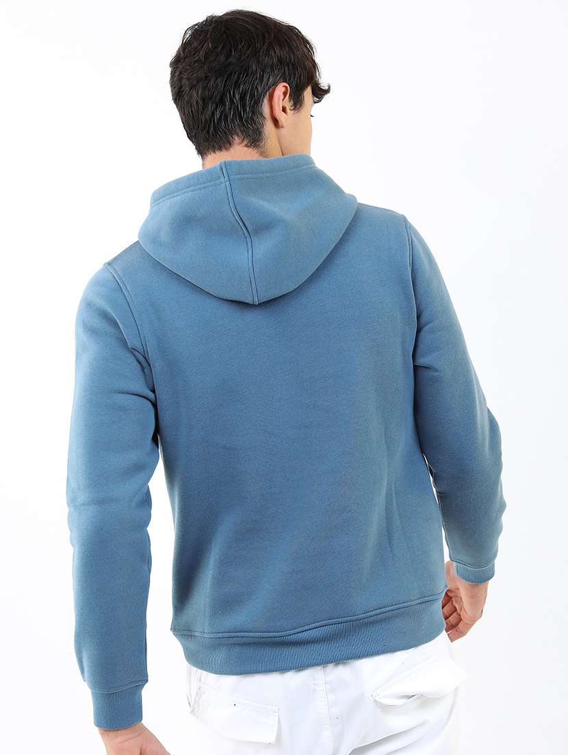 men solid hooded pullover sweatshirt - 21375018 - Standard Image - 2