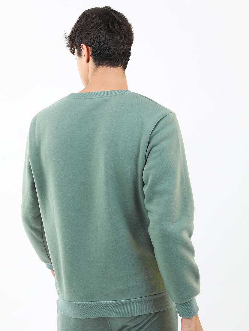 men solid round neck pullover sweatshirt - 21375023 - Standard Image - 2
