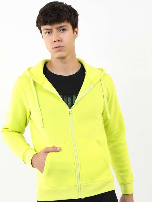 men solid hooded zipper sweatshirt - 21375028 - Standard Image - 0