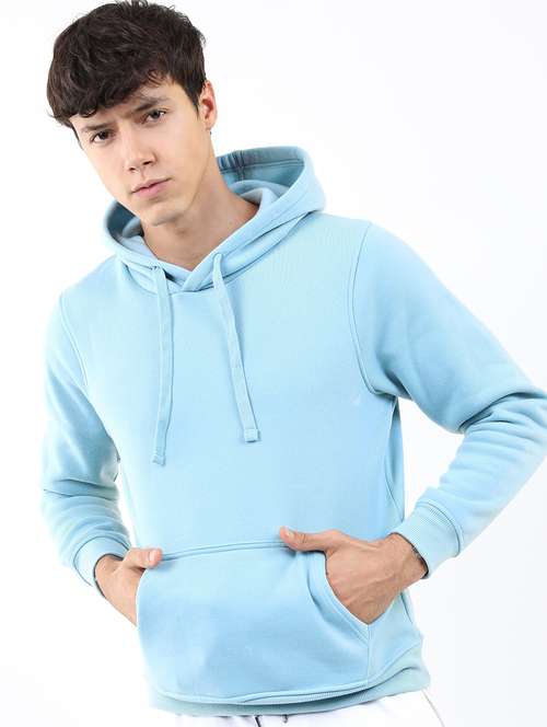men solid hooded pullover sweatshirt - 21375029 - Standard Image - 0