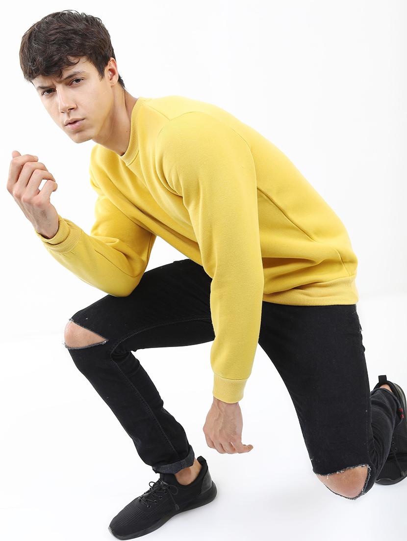men solid round neck pullover sweatshirt - 21375033 - Standard Image - 2