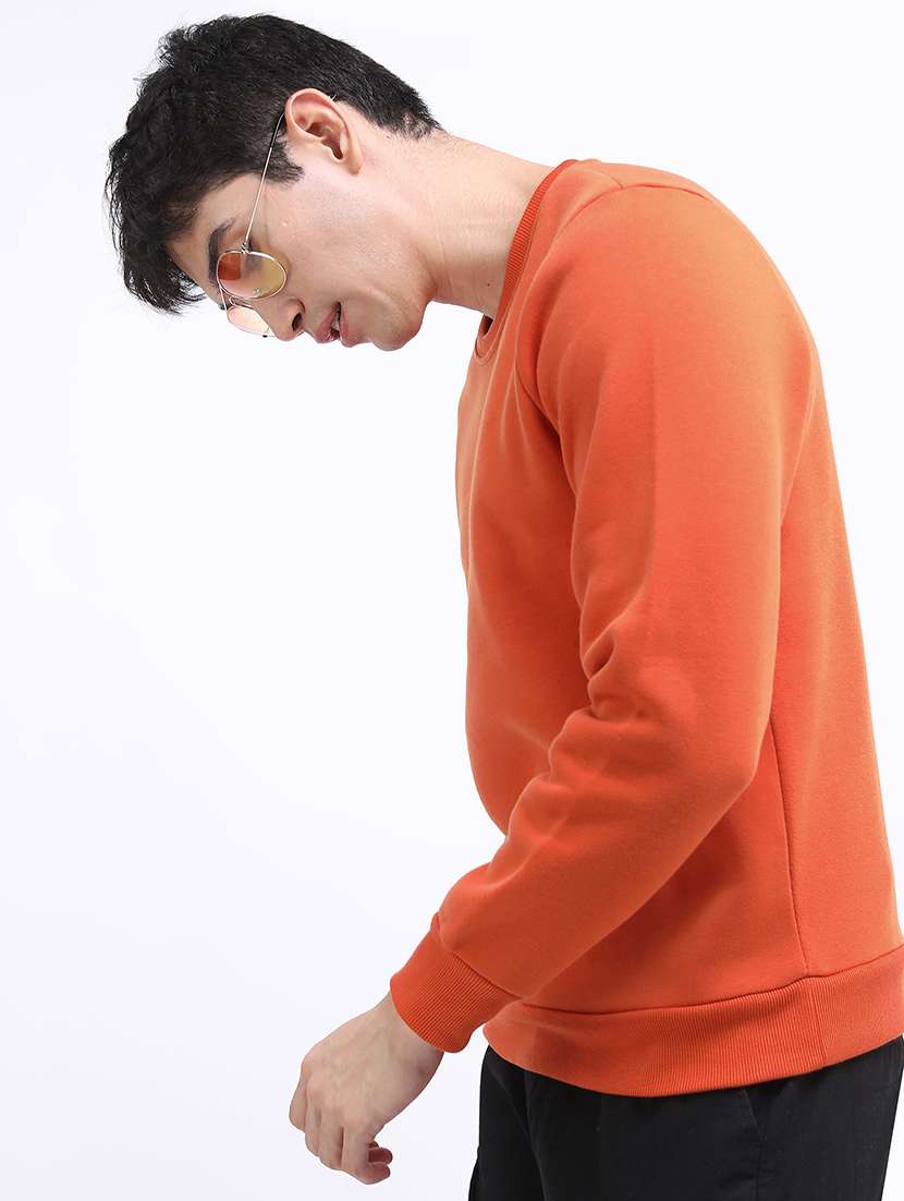 men solid round neck pullover sweatshirt - 21375039 -  Standard Image - 2