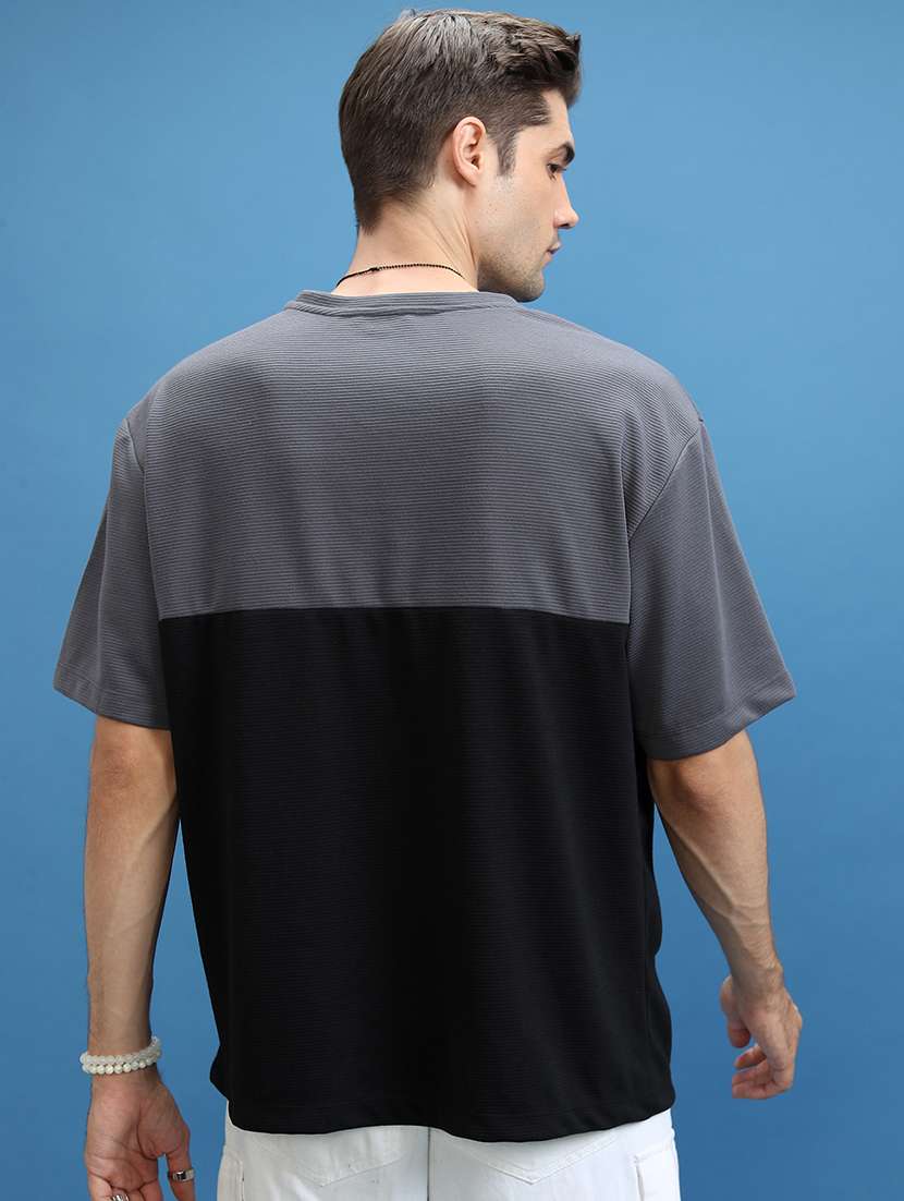 men color block round neck oversized t-shirt - 21375053 -  Standard Image - 2