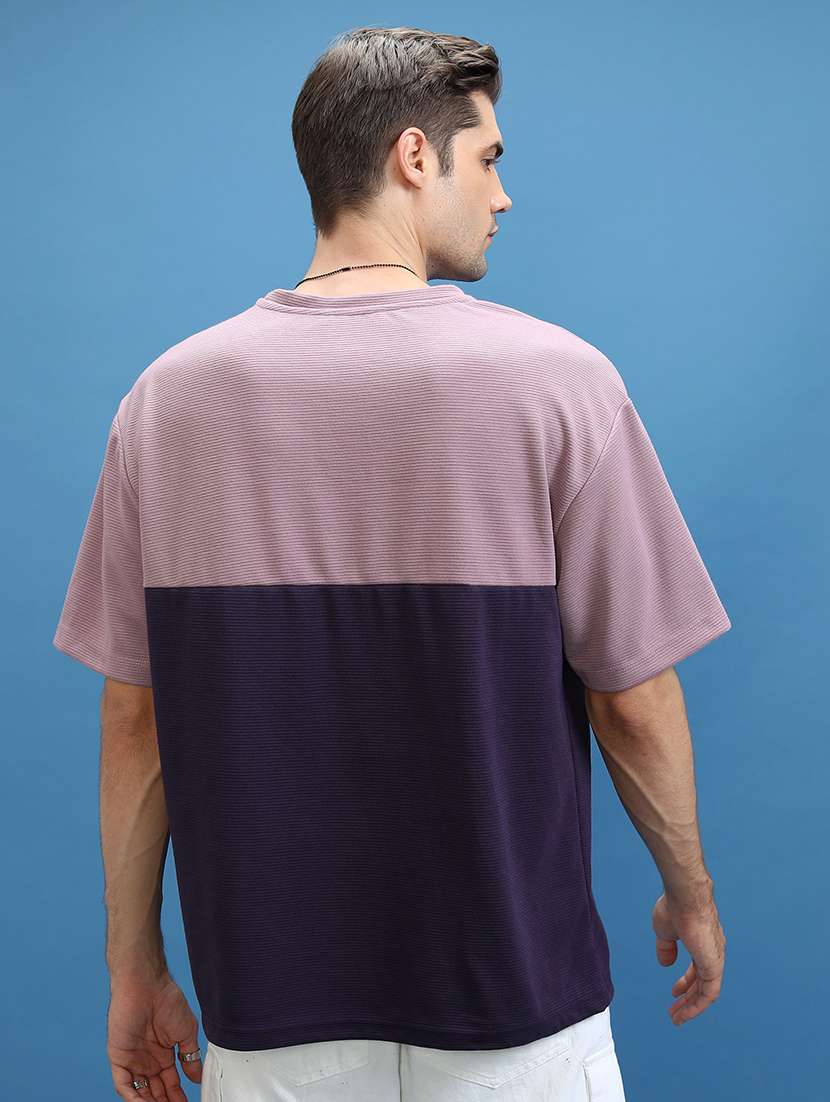 men color block round neck oversized t-shirt - 21375054 - Standard Image - 2