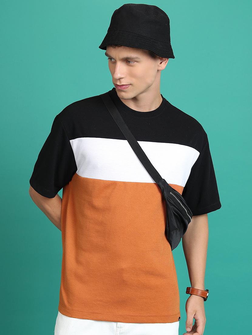 men color block round neck oversized t-shirt - 21375055 -  Zoom Image - 0