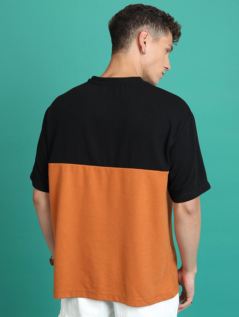 men color block round neck oversized t-shirt - 21375055 - Standard Image - 2