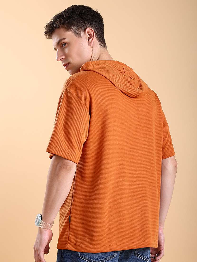 men solid hood neck oversized t-shirt - 21375089 -  Standard Image - 2