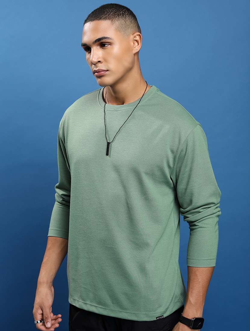 men solid round neck oversized t-shirt