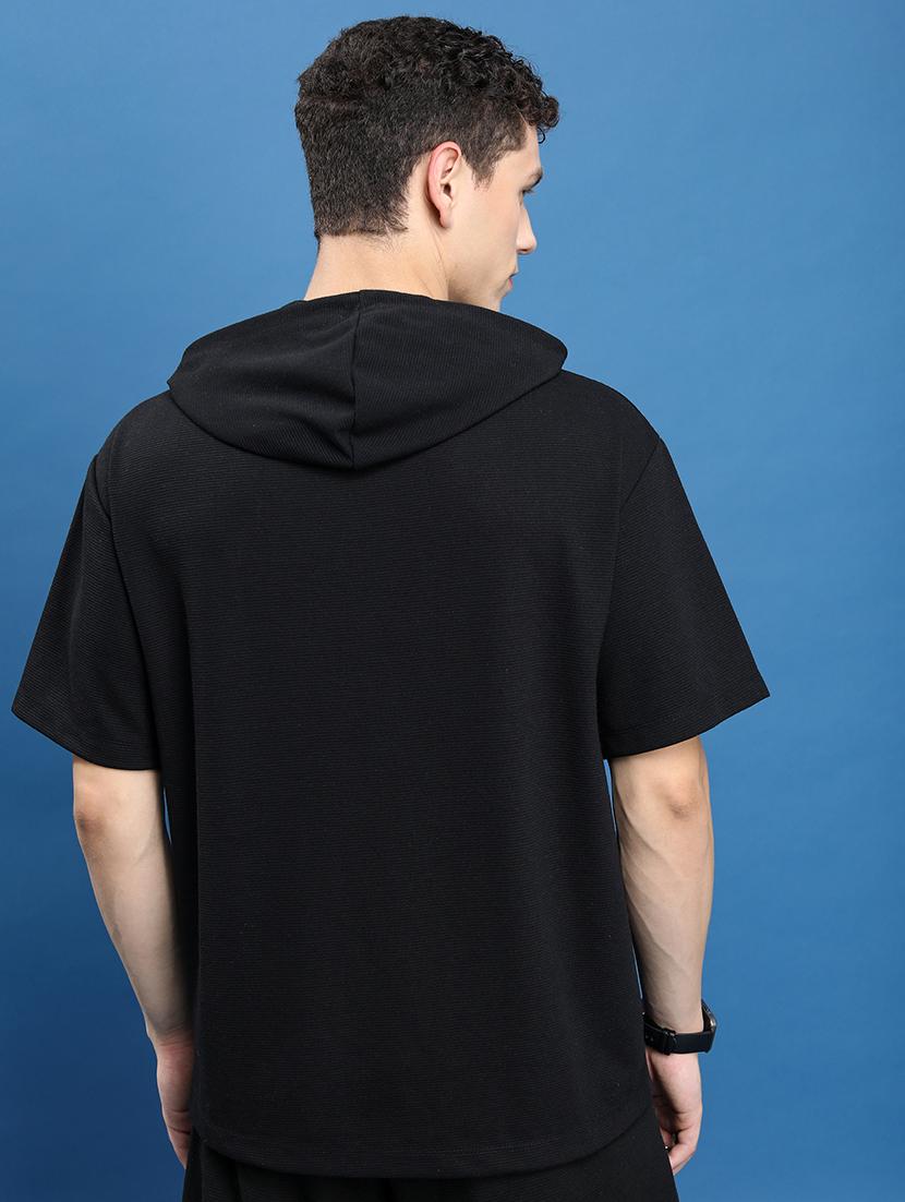 men solid hood neck oversized t-shirt - 21375122 - Standard Image - 2
