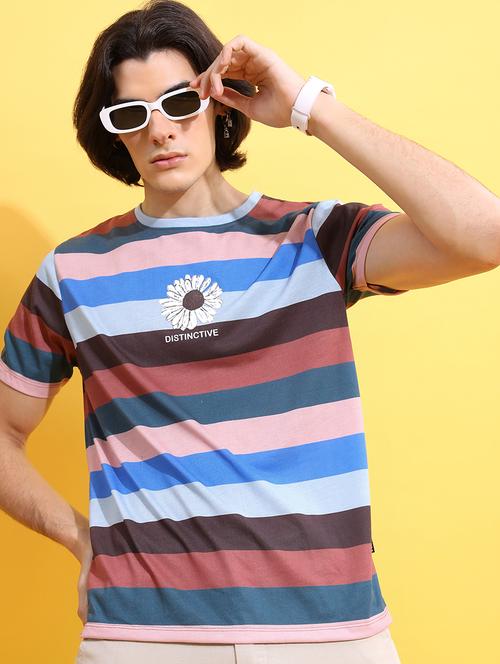 men striped round neck t-shirt - 21375174 - Standard Image - 0