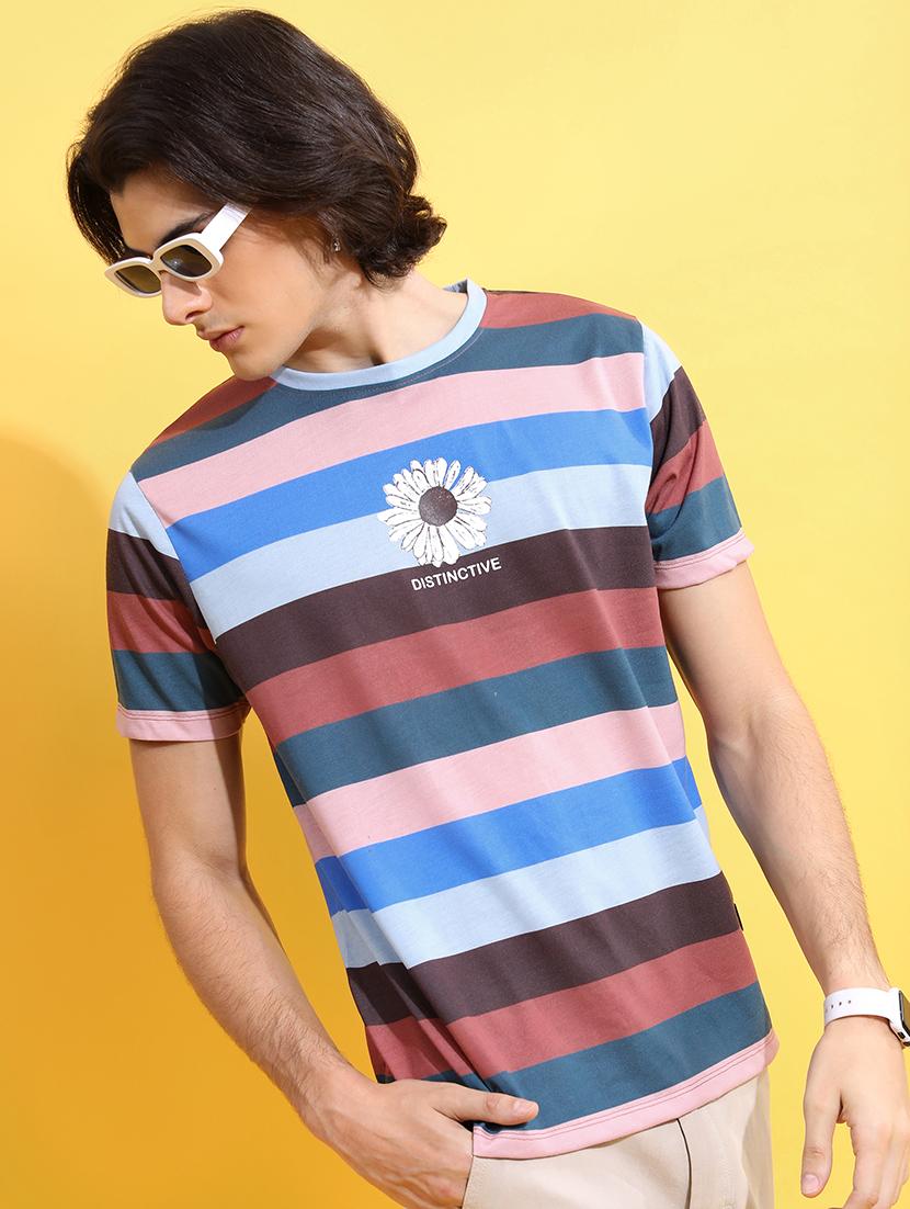 men striped round neck t-shirt - 21375174 - Standard Image - 2