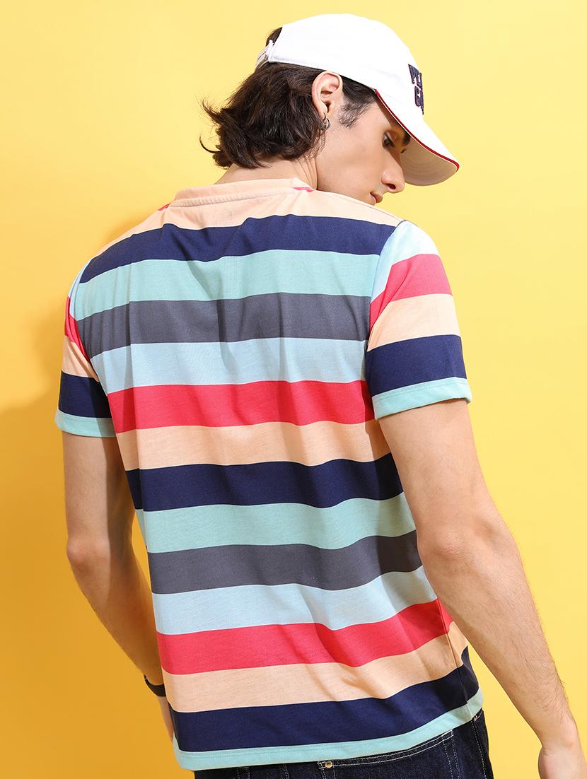 men striped round neck t-shirt - 21375175 - Standard Image - 2