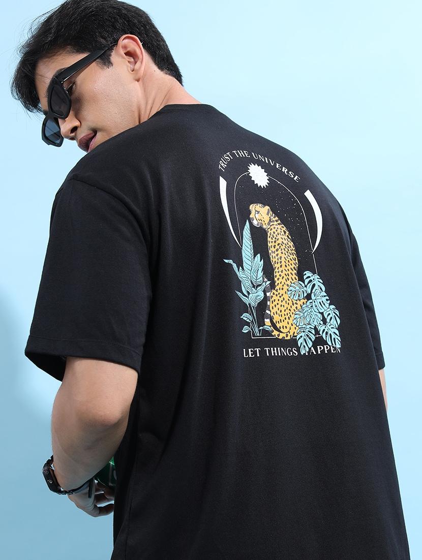 men back print oversized t-shirt