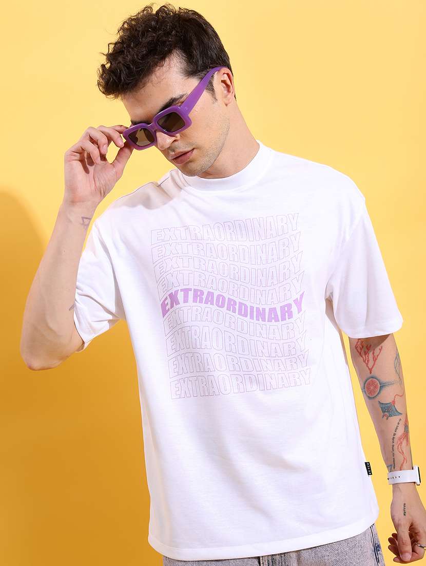 men front print round neck t-shirts