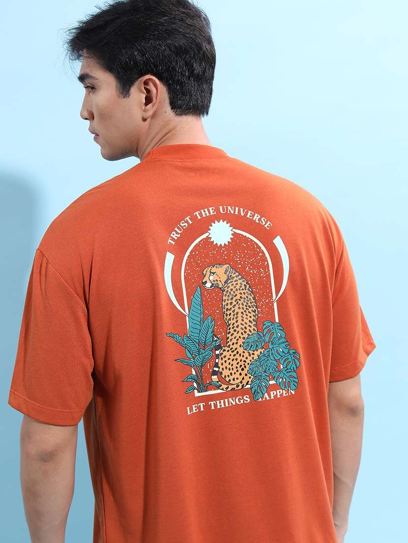men back print oversized t-shirt