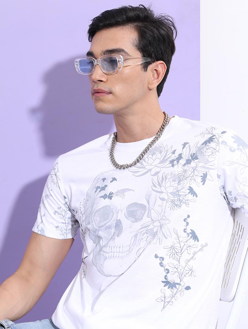 men front print round neck t-shirt - 21375255 - Standard Image - 2